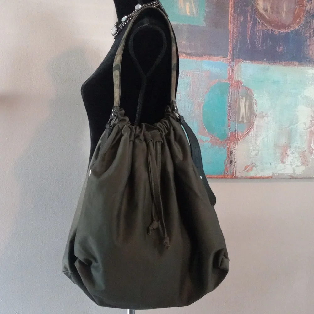 Stylish Green Women's Hobo Bag Camo Strap Detail Handcrafted By J.Monique - Picture 5 of 17